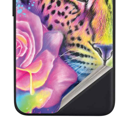 Neon Rainbow Cheetah with Rose by Sheena Pike Google Pixel 4a Skin